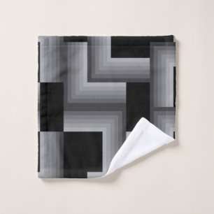 Black, silver ,cool, unique, trendy square shapes wash cloth