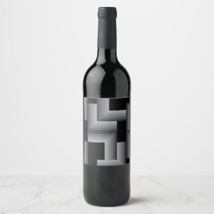 Black, silver ,cool, unique, trendy square shapes wine label
