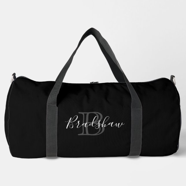  Black Silver  Custom Name  Duffle Bag (Front)