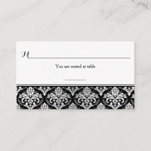 Black Silver Damask Place Card and Favour Tag