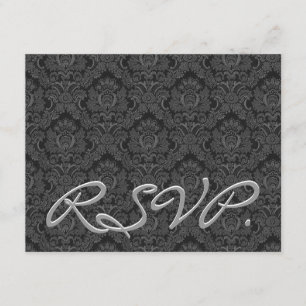 Black & Silver Damask RSVP Wedding Response Card