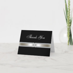 Black Silver Diamond Band Thank You Card