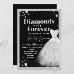 Black & Silver Diamonds are forever Bridal Shower Invitation