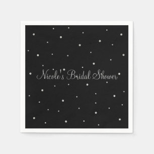 Black & Silver Dots Modern Glam Wedding Party Napkin
