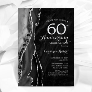 Black Silver Elegant 60th Anniversary Invitation