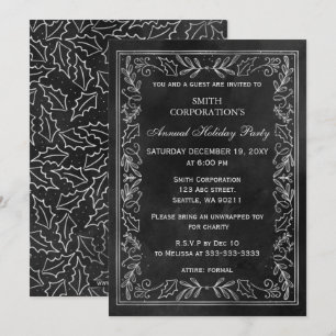 Black Silver Elegant Corporate Holiday Party Invitation