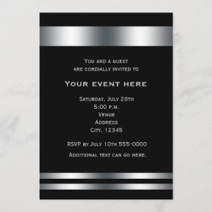 Black Silver Elegant Dinner Party Event Invitation