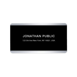 Black Silver Elegant Simple Modern Chic Template Label
