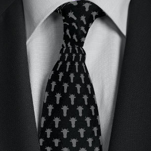 Black & Silver Farmer Rancher Cow Head Tie
