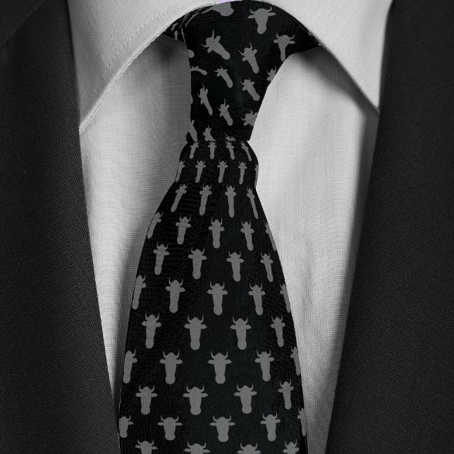 Black & Silver Farmer Rancher Cow Head Tie (Creator Uploaded)