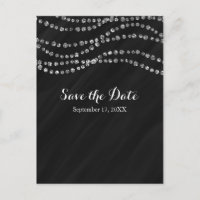 Black & Silver Faux Diamond Bling Save The Date