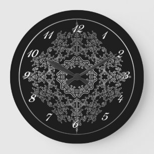Black & Silver Filigree Motif Wall Clock
