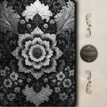 Black Silver Floral Damask Decoupage