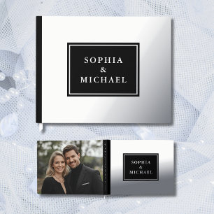 Black Silver Foil Guest Book Editable Elegant
