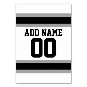 Black Silver Football Jersey Custom Name Number Table Number