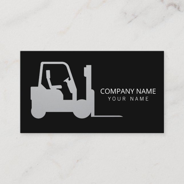 black silver  Forklift, Logisitcs - Professional Business Card (Front)
