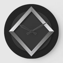 Black & Silver Geometric Triangle Metallic Clock