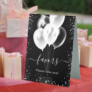 Black silver glitter balloons favours party