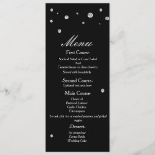 Black & Silver Glitter Dots Elegant Wedding Menu