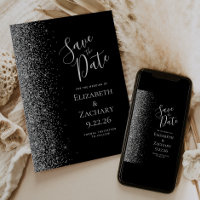 Black Silver Glitter Edge Save the Date