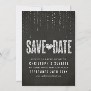 Black & Silver Glitter Look Save The Date