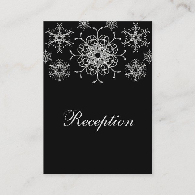 Black Silver Glitter LOOK Snowflake Enclosure Card (Front)