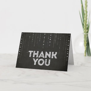 Black & Silver Glitter Look Thank You Card