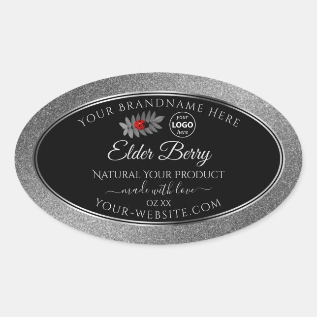 Black Silver Glitter Product Labels Ladybug Logo (Front)