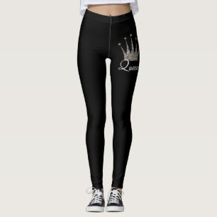 Black Silver Glitter Queen Leggings