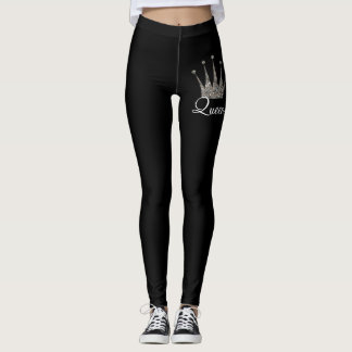 Black Silver Glitter Queen Leggings