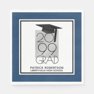 Black & Silver GRAD Changeable Blue Graduation Napkin