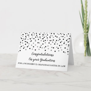 Black Silver Granddaughter in Law Graduation Card