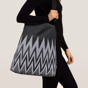 Black Silver Grey Grey Chevron Pattern Crossbody Bag