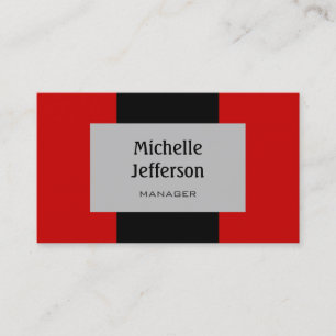 Black Silver Grey Red Stripe Pattern Business Card