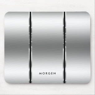Black & silver-grey Stripes Mouse Mat