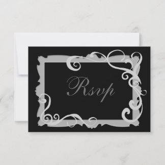 Black/Silver-Grey Swirl Frame Matching RSVP Card
