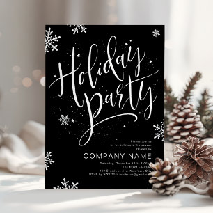 Black Silver handwritten calligraphy holiday Party