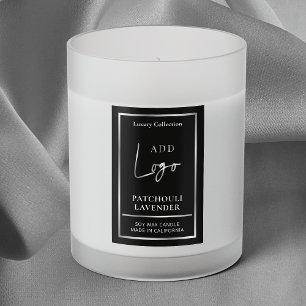 Black & Silver Logo Elegant Candle Vertical Label 