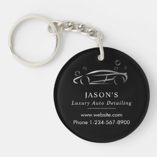 Black & Silver Luxury Auto Detailing Car Cleaning Key Ring