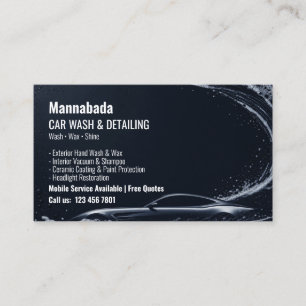 Black Silver Luxury Car Foam Wave Auto Detailing Business Card