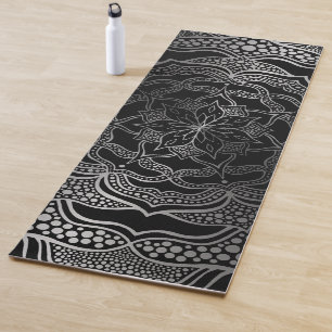 Black & Silver Mandala Stylish Chic Classy Boho  Yoga Mat