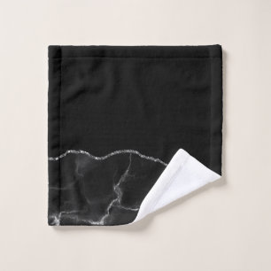 Black Silver Marble Gilded Agate Wash Cloth