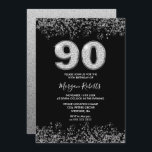 Black Silver Mens Womans 90th Birthday Party Invitation<br><div class="desc">Black Silver Mens Womans 90th Birthday Party Invitation

Beautiful Faux Silver Glitter Confetti Invitation.

Matching collection in Niche and Nest store.

Design Courtesy of Studio Denmark</div>