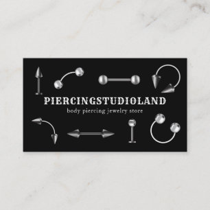 Black Silver Metal Jewellery Artist Body Piercing Business Card