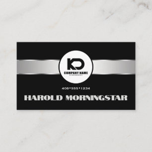 Black Silver Metallic Band Qr and Logo Business Card