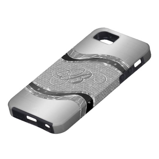 Black & Silver Metallic Look With Diamonds Pattern Case For The iPhone 5