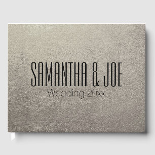 Black Silver Metallic Photo Personalised Wedding Guest Book