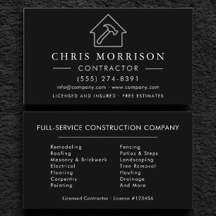 Black Silver Modern Building Construction Business Card