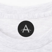 Black Silver Modern Script Girly Monogram Name