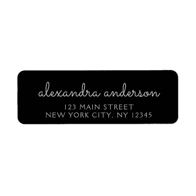 Black Silver Modern Script Girly Monogram Name (Front)